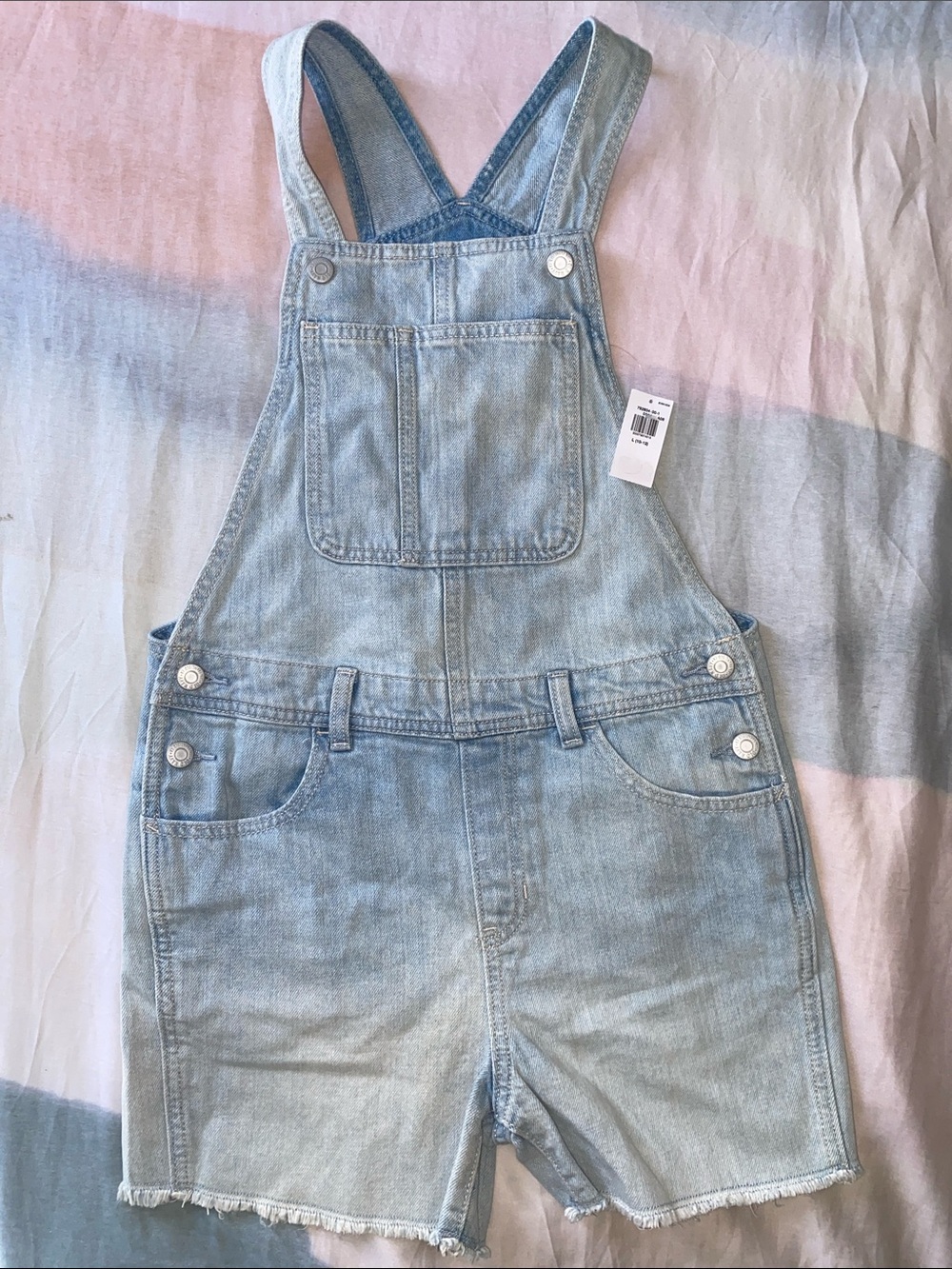Old Navy Light Blue Denim Short Overalls Girls Size Large 10/12 NEW
